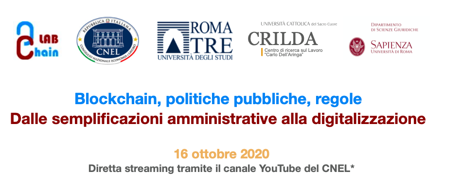 Blockchain, politiche pubbliche, regole. Dalle semplificazioni amministrative alla digitalizzazione